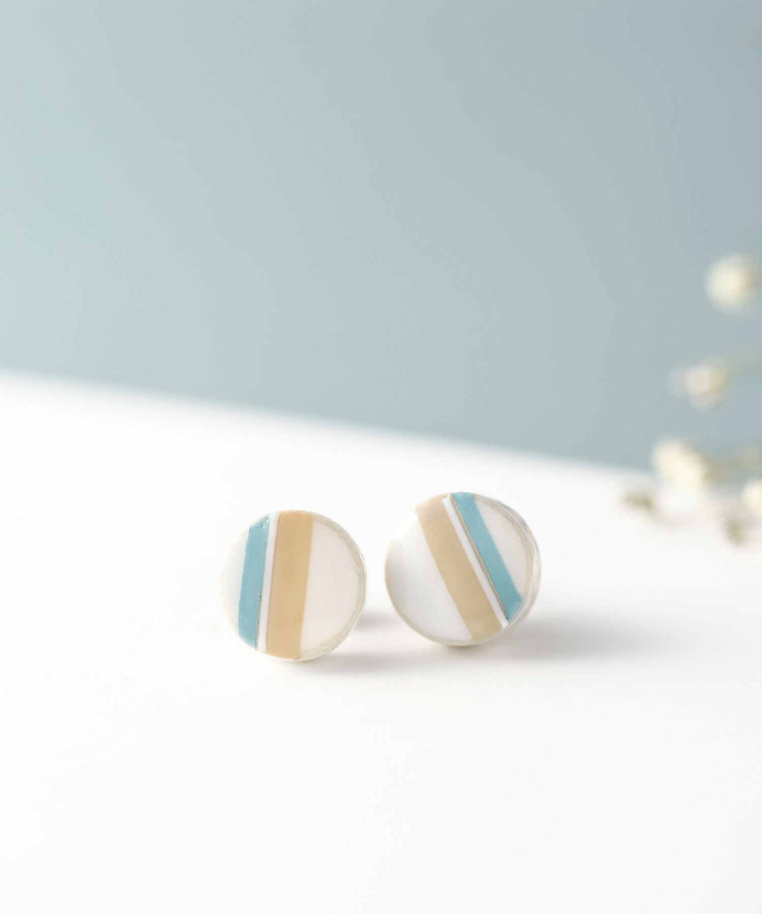 美濃焼陶器クラシックラインチタンポストピアス(10mm)【MIKELO】