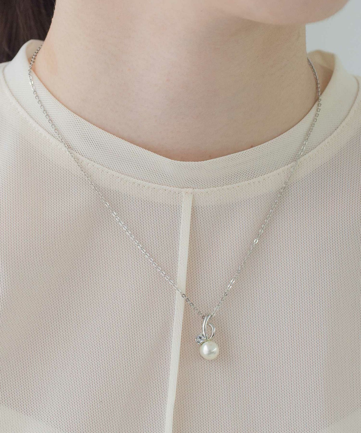 磨き貝パールヒネリビジューネックレス【JUNO PREMIUM】