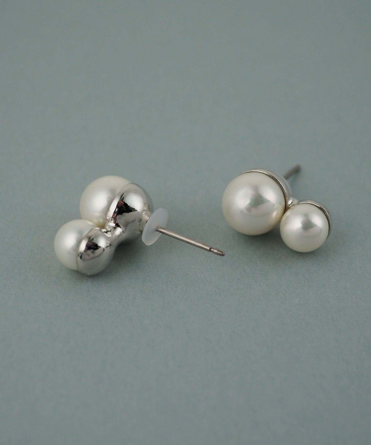 磨き貝パールダブルチタンポストピアス【JUNO PREMIUM】