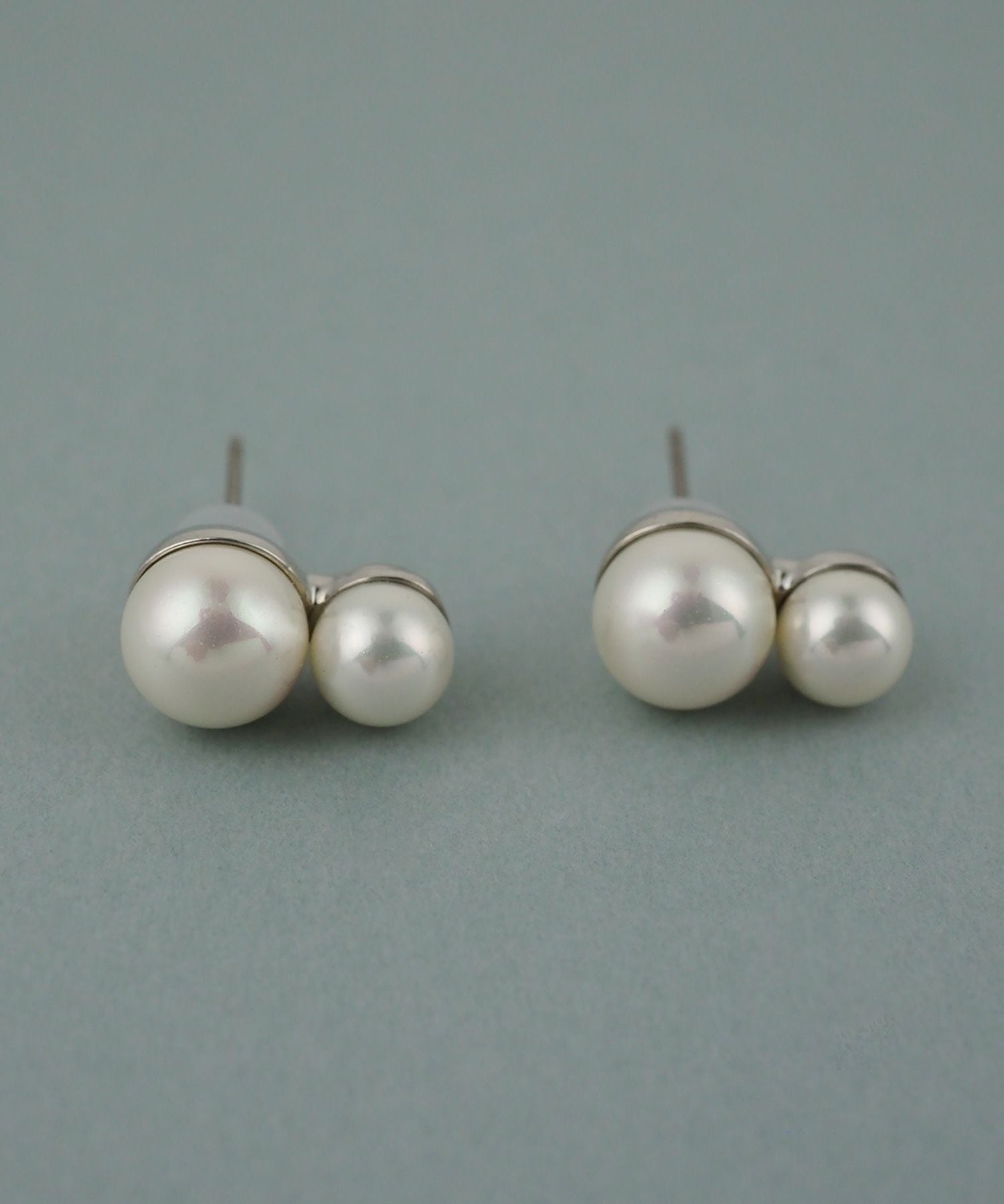 磨き貝パールダブルチタンポストピアス【JUNO PREMIUM】