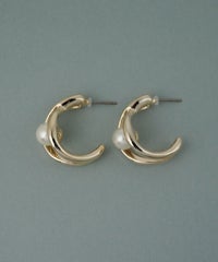 磨き貝パールヒネリフープチタンポストピアス【JUNO PREMIUM】