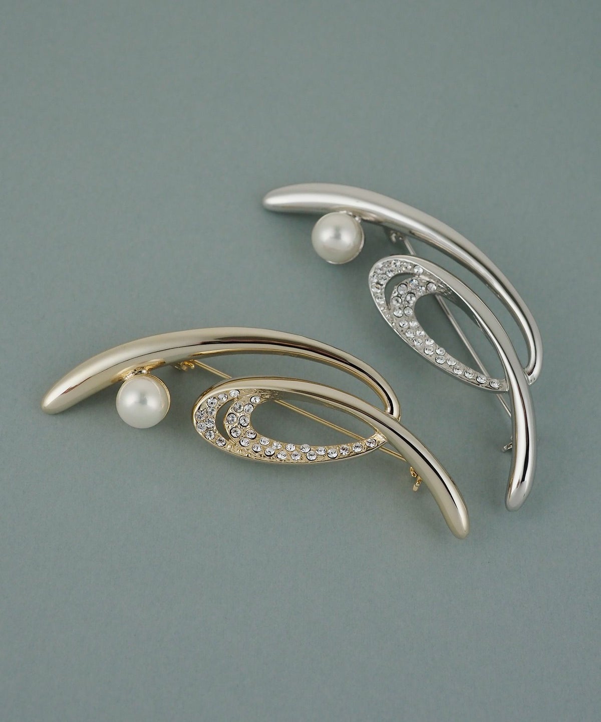 磨き貝パールニュアンスラインブローチ【JUNO PREMIUM】