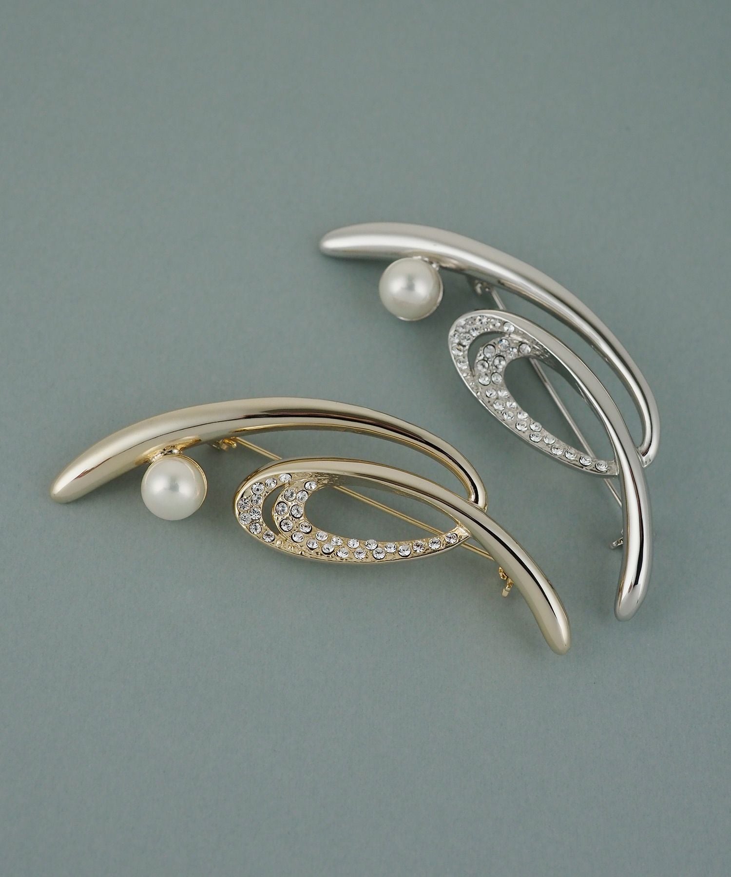 磨き貝パールニュアンスラインブローチ【JUNO PREMIUM】