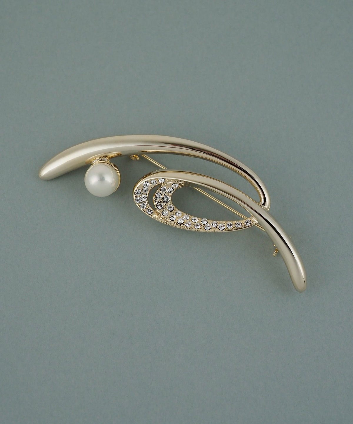 磨き貝パールニュアンスラインブローチ【JUNO PREMIUM】