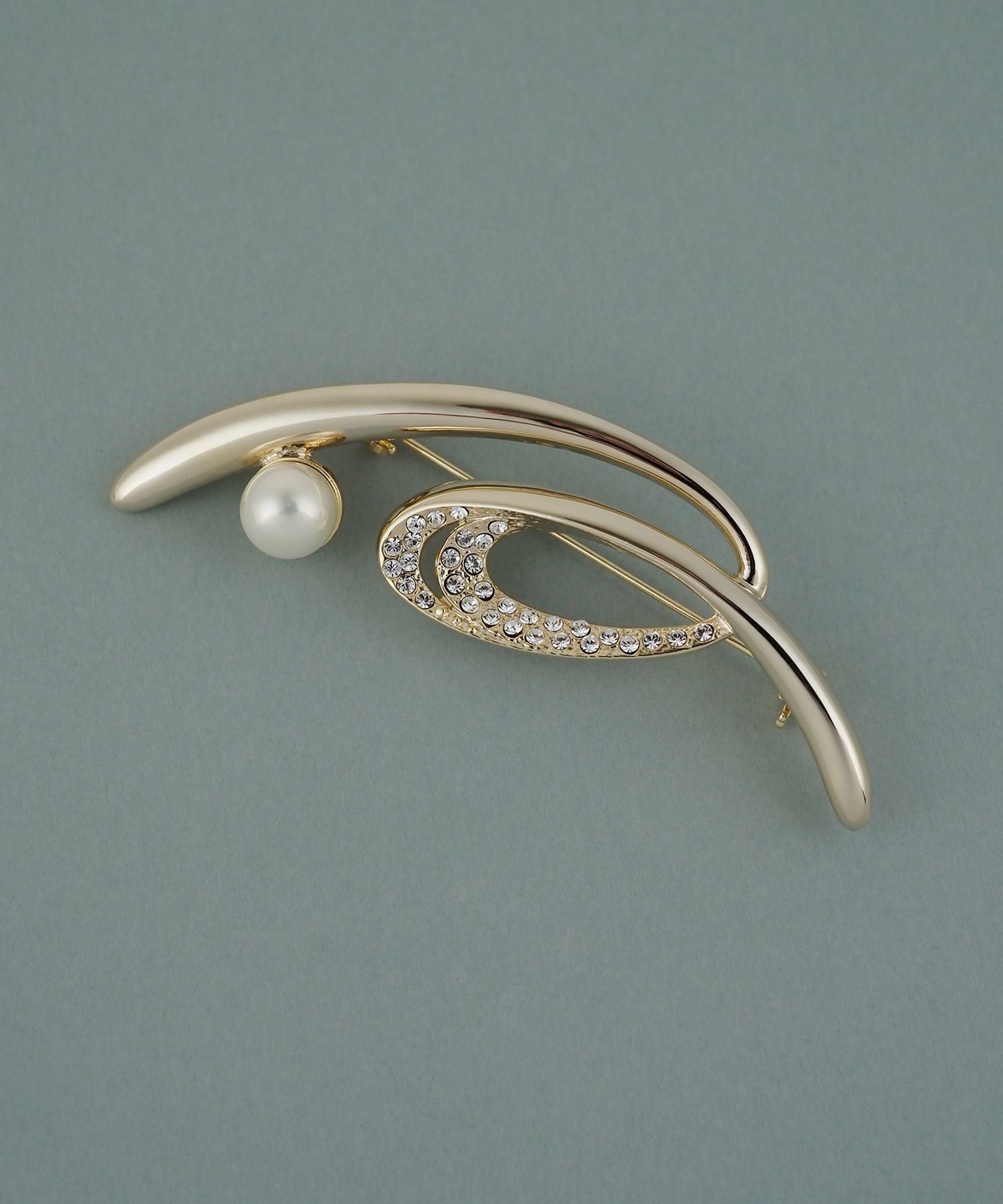 磨き貝パールニュアンスラインブローチ【JUNO PREMIUM】