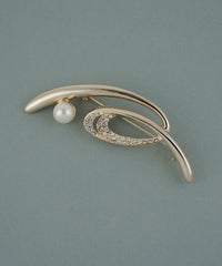 磨き貝パールニュアンスラインブローチ【JUNO PREMIUM】