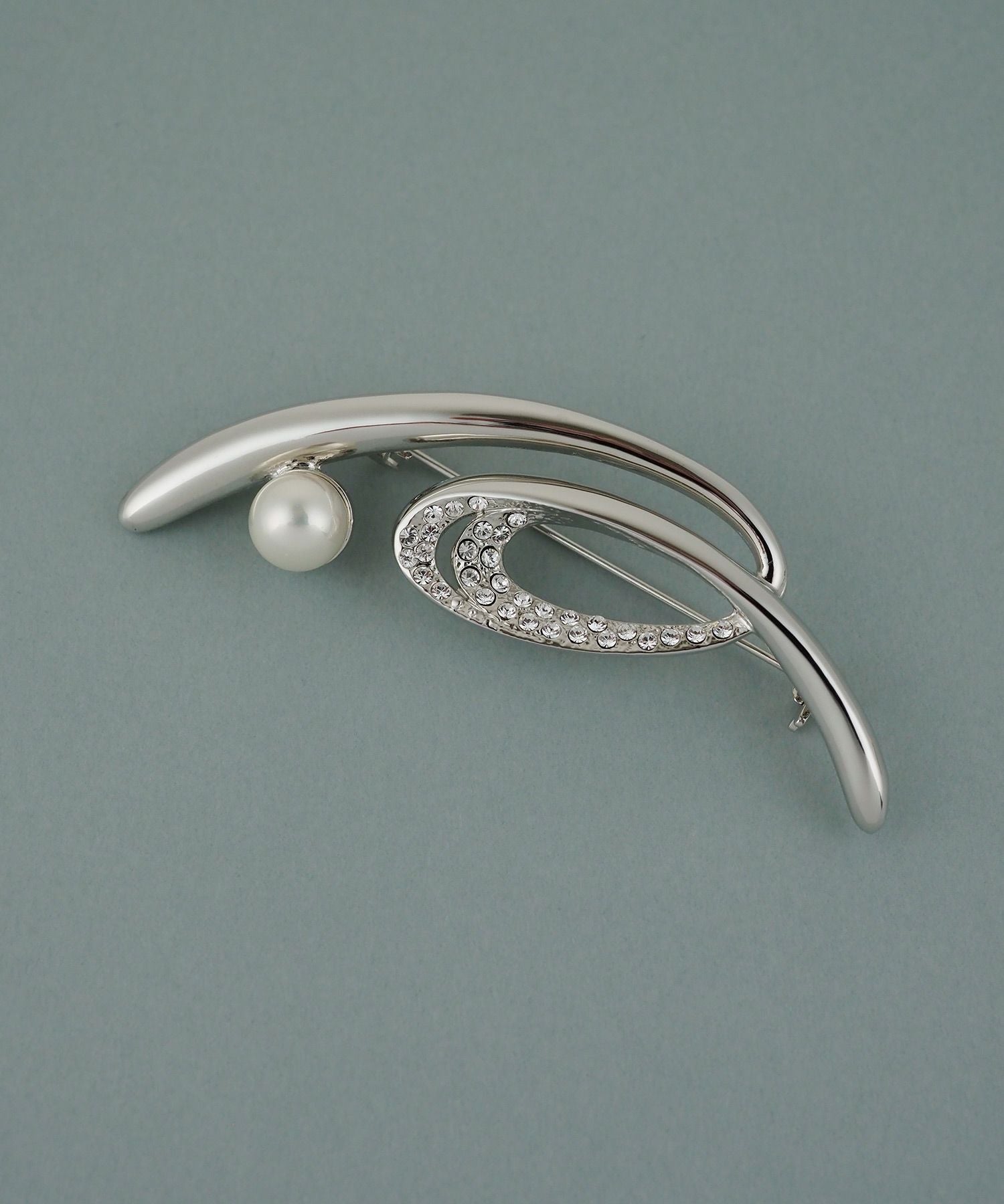 磨き貝パールニュアンスラインブローチ【JUNO PREMIUM】