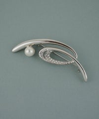 磨き貝パールニュアンスラインブローチ【JUNO PREMIUM】