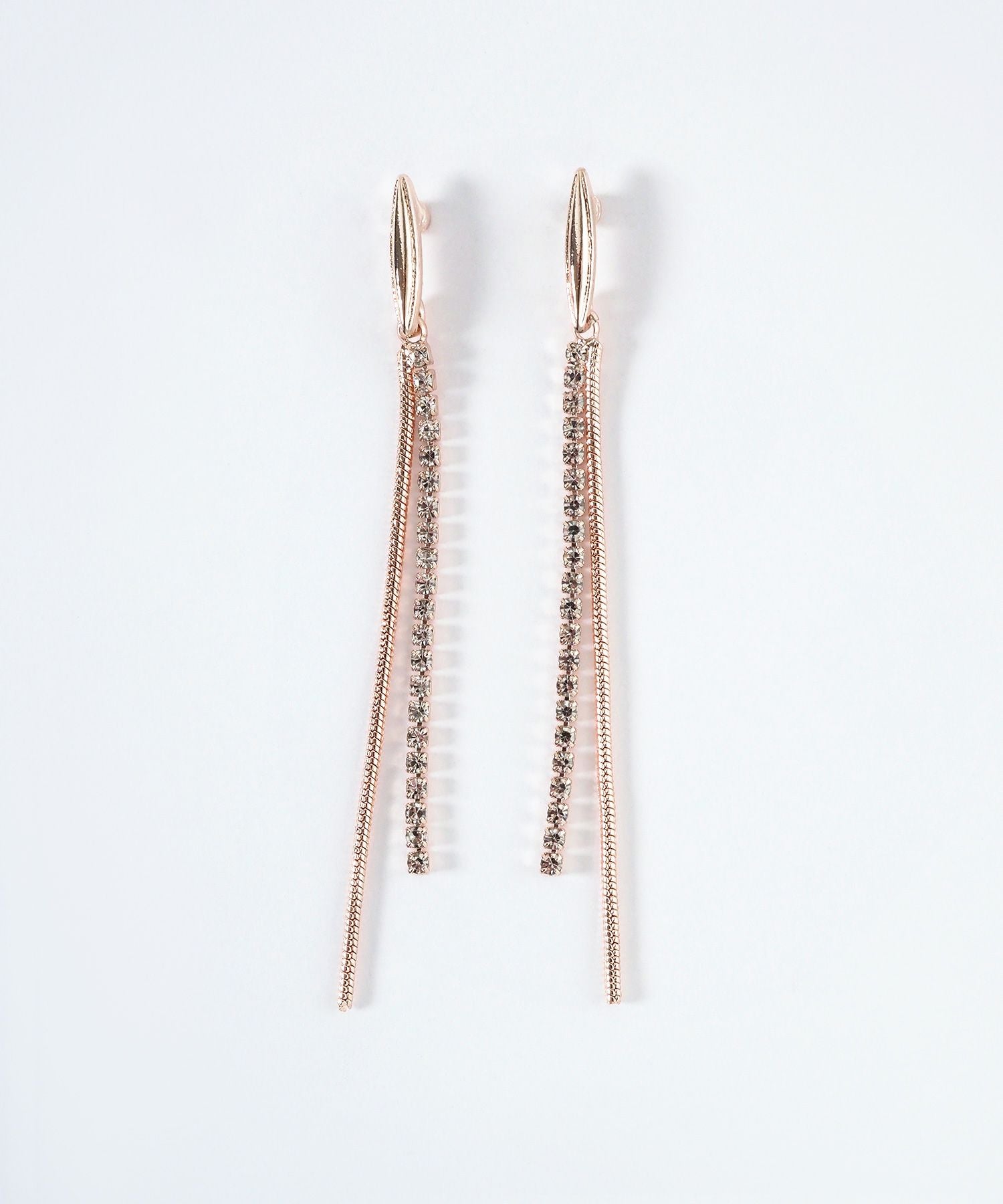 ピンクゴールドダブルチェーンチタンポストピアス