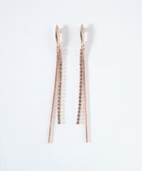 ピンクゴールドダブルチェーンチタンポストピアス