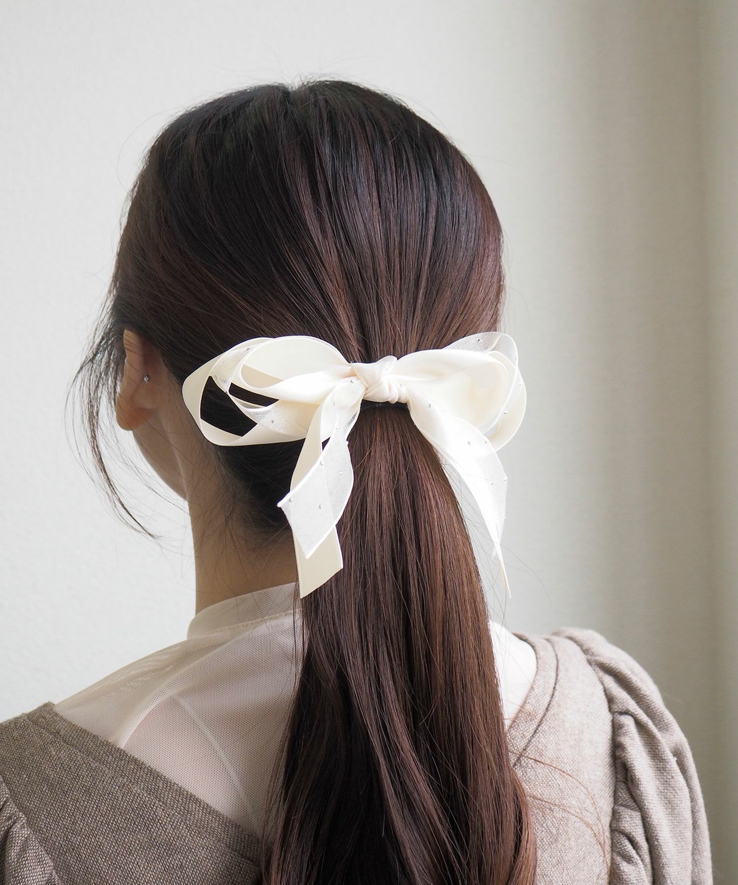 ドットオーガンジーリボンポニーフック