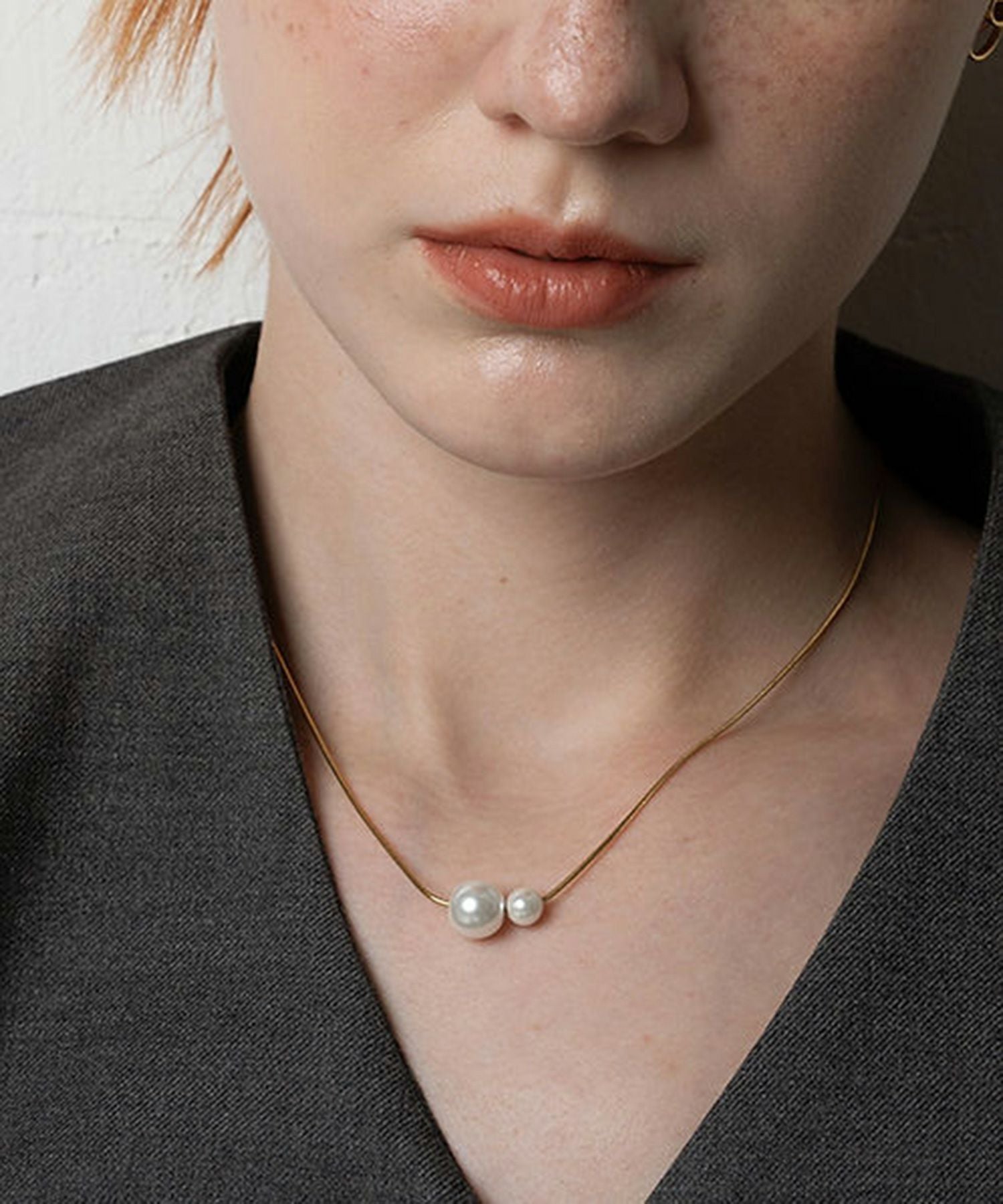 ダブルパールサージカルステンレスネックレス