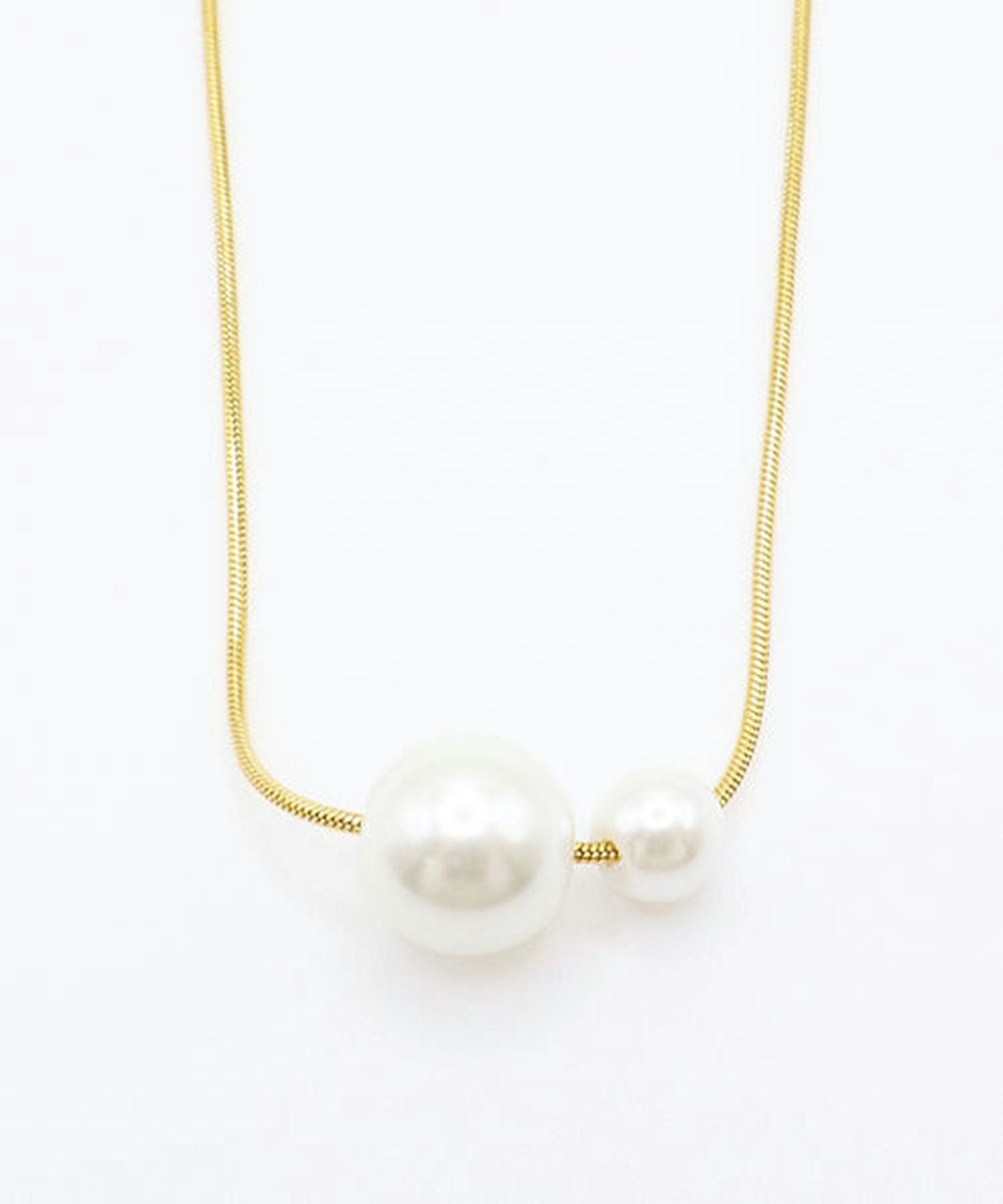 ダブルパールサージカルステンレスネックレス