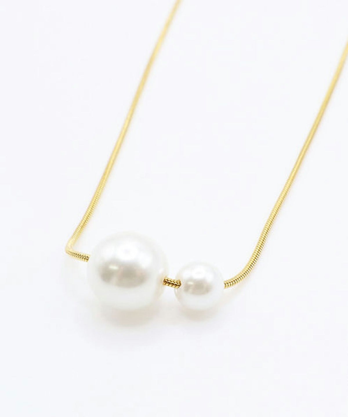 ダブルパールサージカルステンレスネックレス