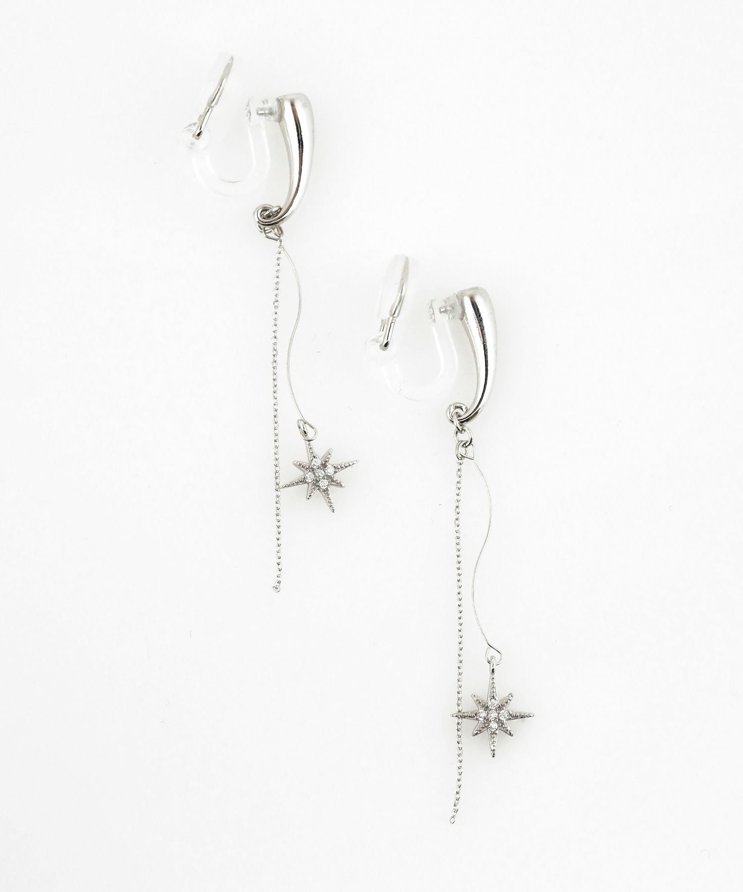 スターチェーンアクリアクリップイヤリング