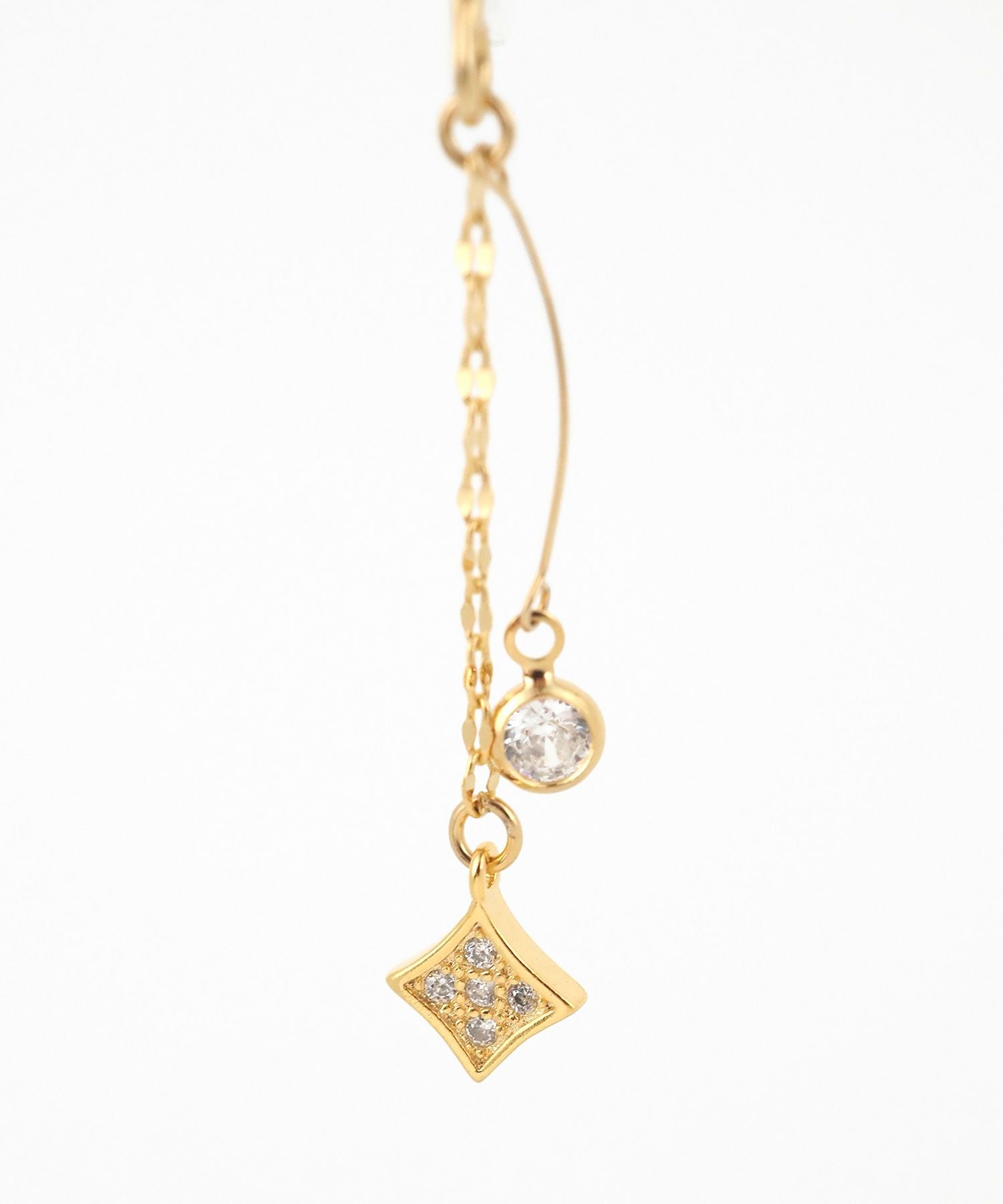 ヒシガタチェーンクリアクリップイヤリング