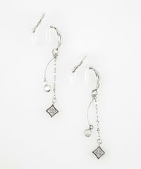 ヒシガタチェーンクリアクリップイヤリング