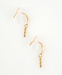 トリプルバーアクリアクリップイヤリング