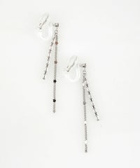 チェーンラインストーンアクリアクリップイヤリング