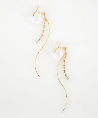 ツイストラインストーンアクリアクリップイヤリング