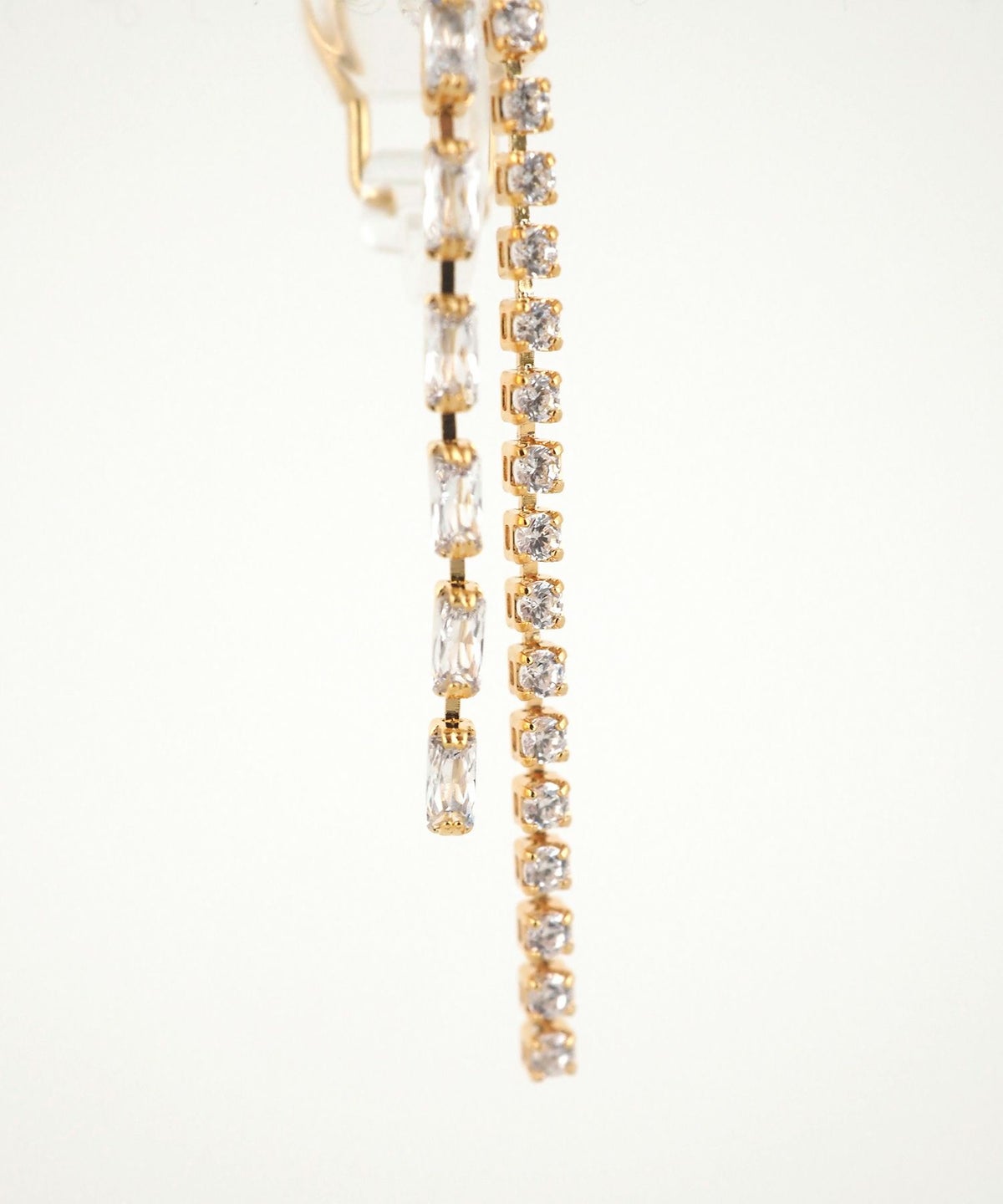 ダブルラインMIXアクリアクリップイヤリング