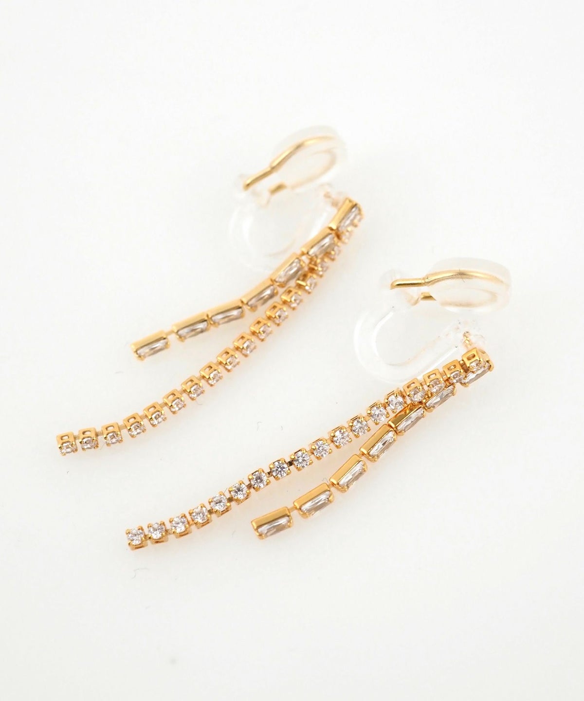 ダブルラインMIXアクリアクリップイヤリング