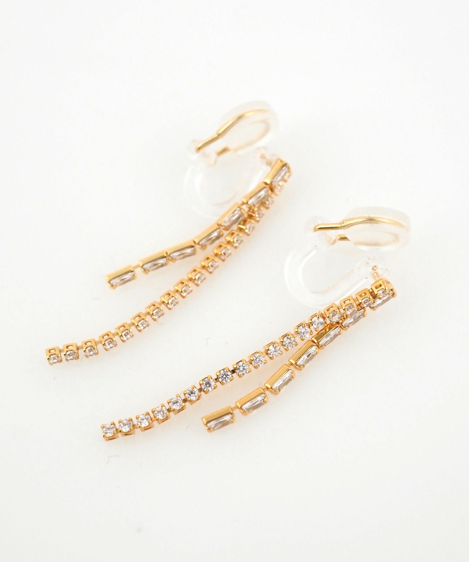 ダブルラインMIXアクリアクリップイヤリング