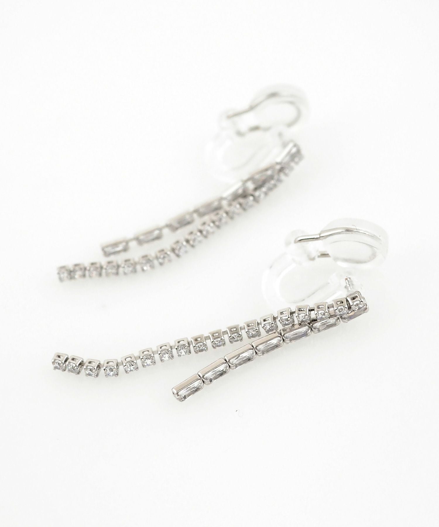 ダブルラインMIXアクリアクリップイヤリング