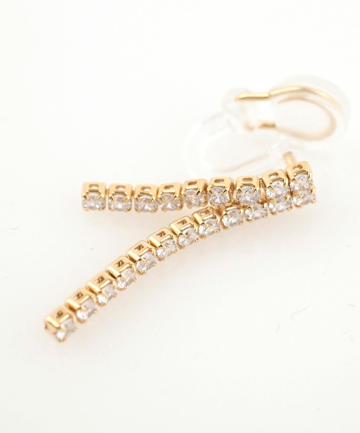 ダブルラインアクリアクリップイヤリング