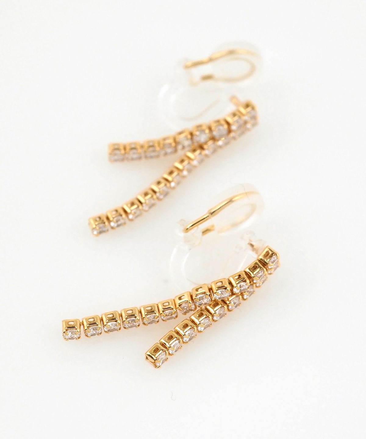 ダブルラインアクリアクリップイヤリング