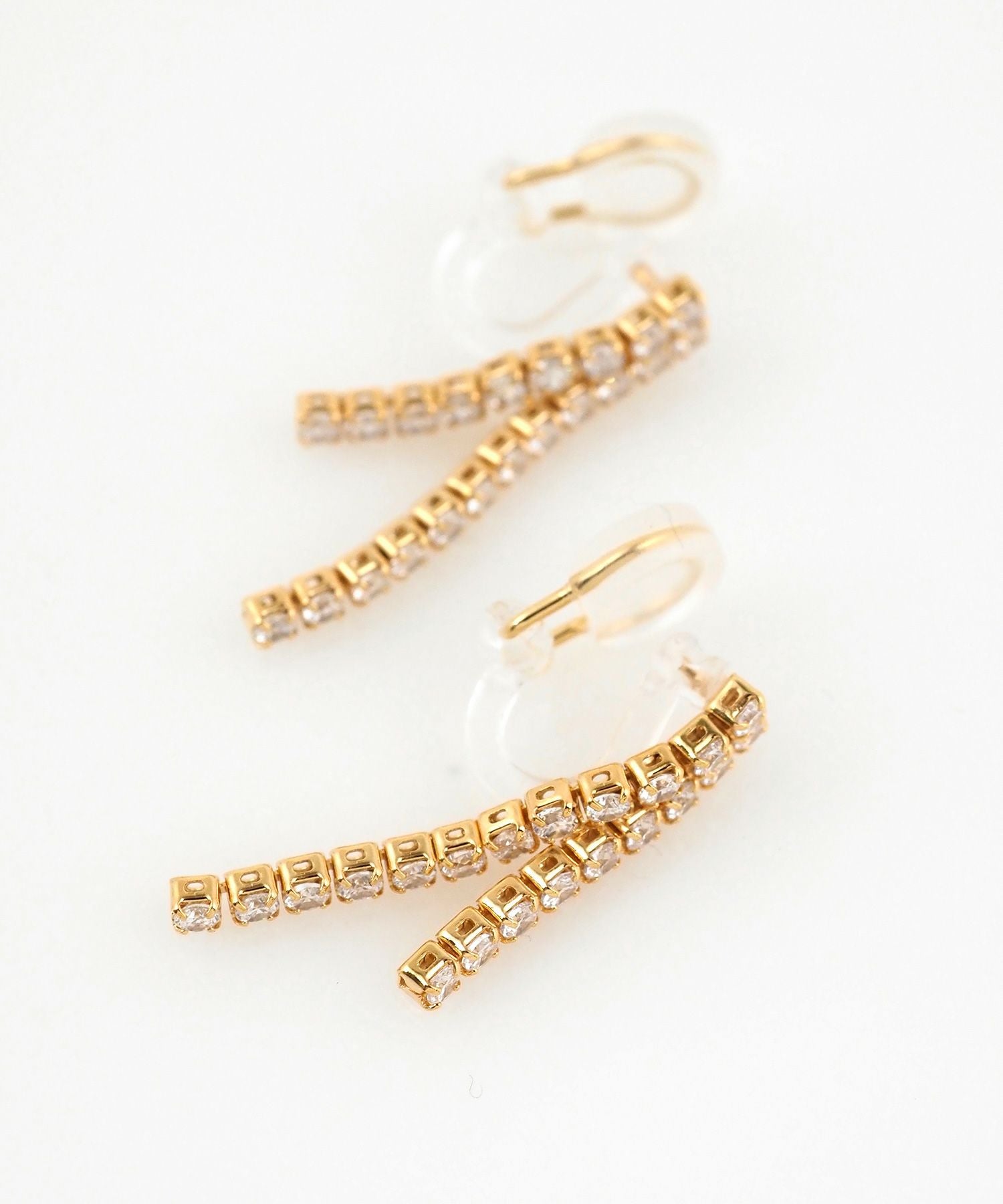 ダブルラインアクリアクリップイヤリング