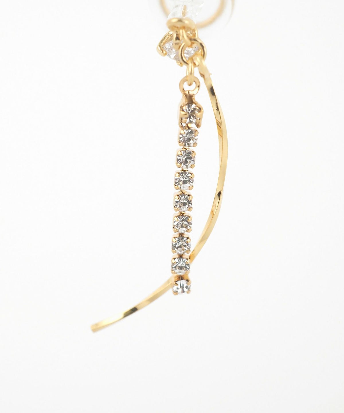 カーブラインストーンアクリアクリップイヤリング