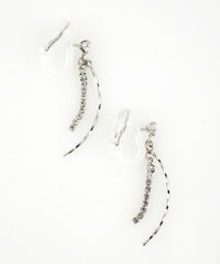 カーブラインストーンアクリアクリップイヤリング