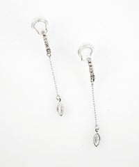 オーバルチェーンアクリアクリップイヤリング