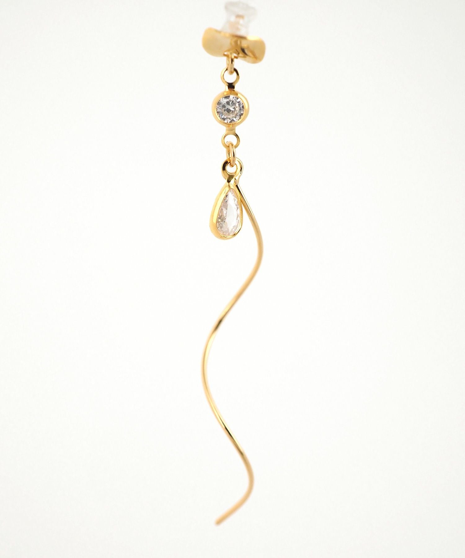 ドロップツイストアクリアクリップイヤリング