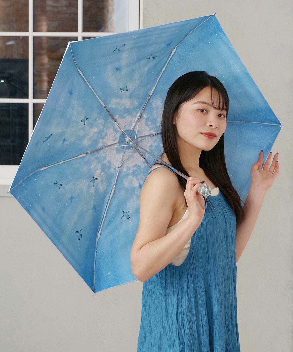 遮光２サイドペンギンミニ折りたたみ晴雨兼用日傘