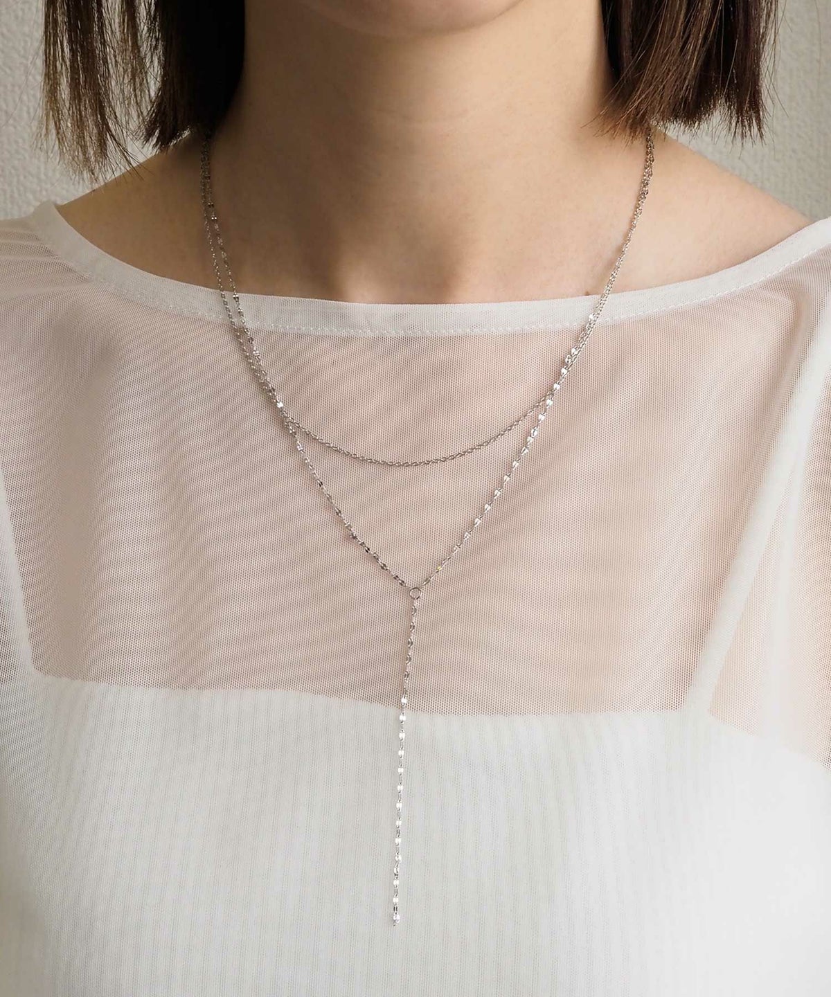 ペタルチェーン2連ステンレスネックレス【Zoule】