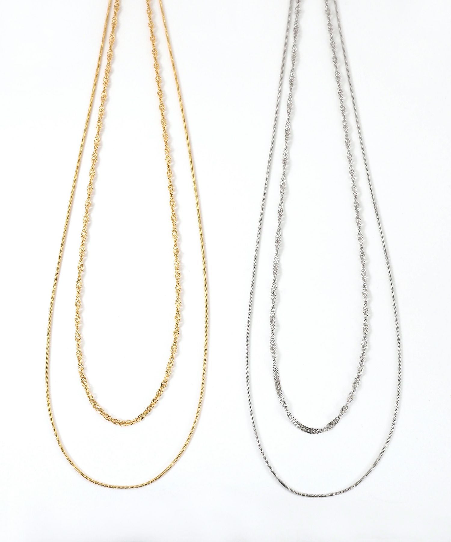 スクリューチェーン2連ステンレスネックレス