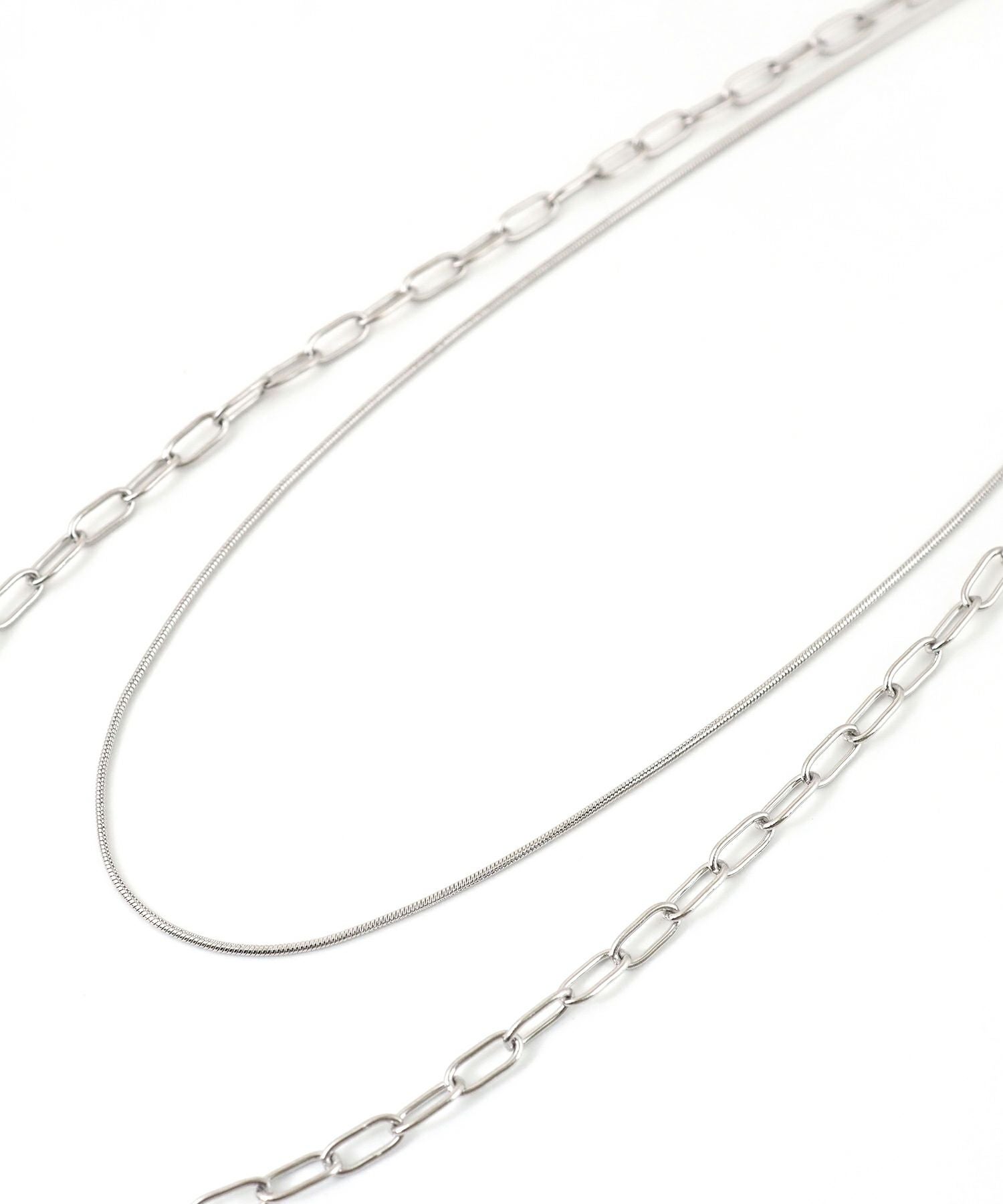 オーバルチェーン2連ステンレスネックレス