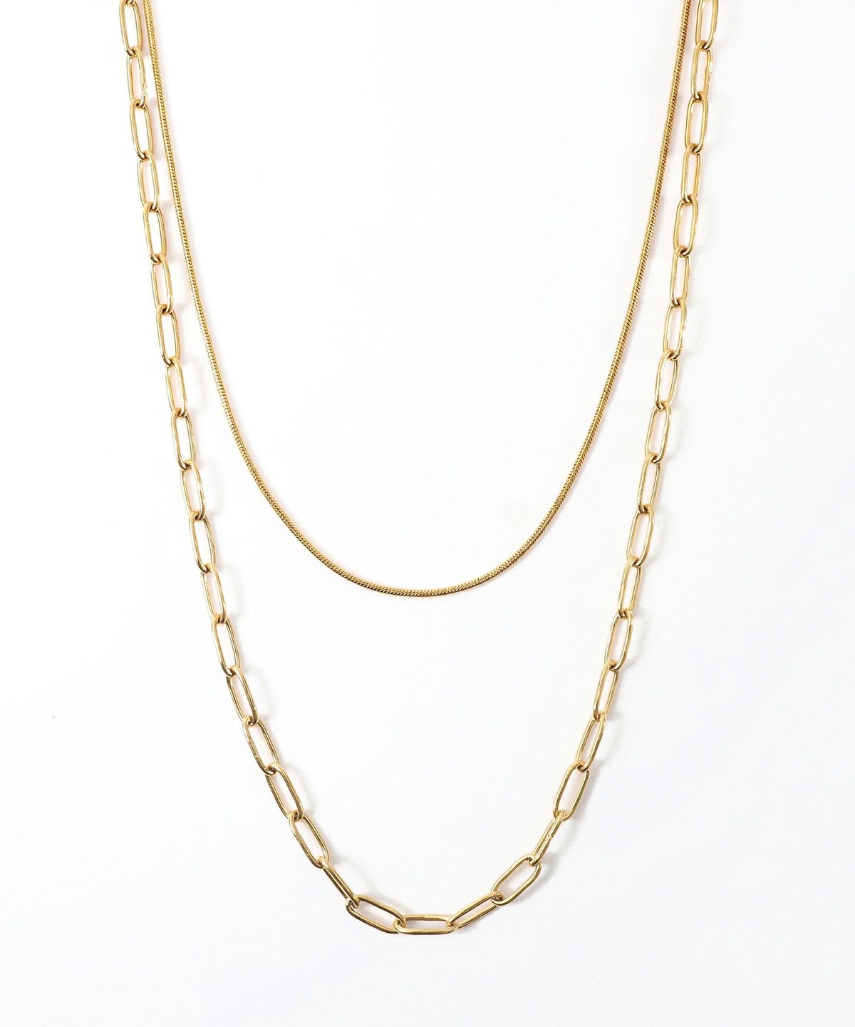 オーバルチェーン2連ステンレスネックレス