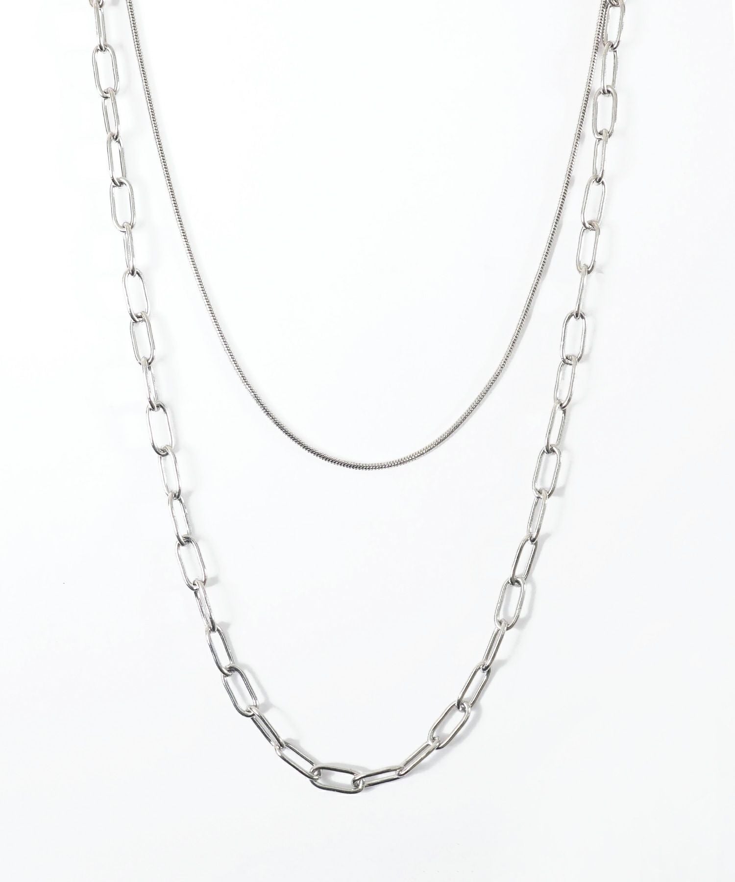 オーバルチェーン2連ステンレスネックレス