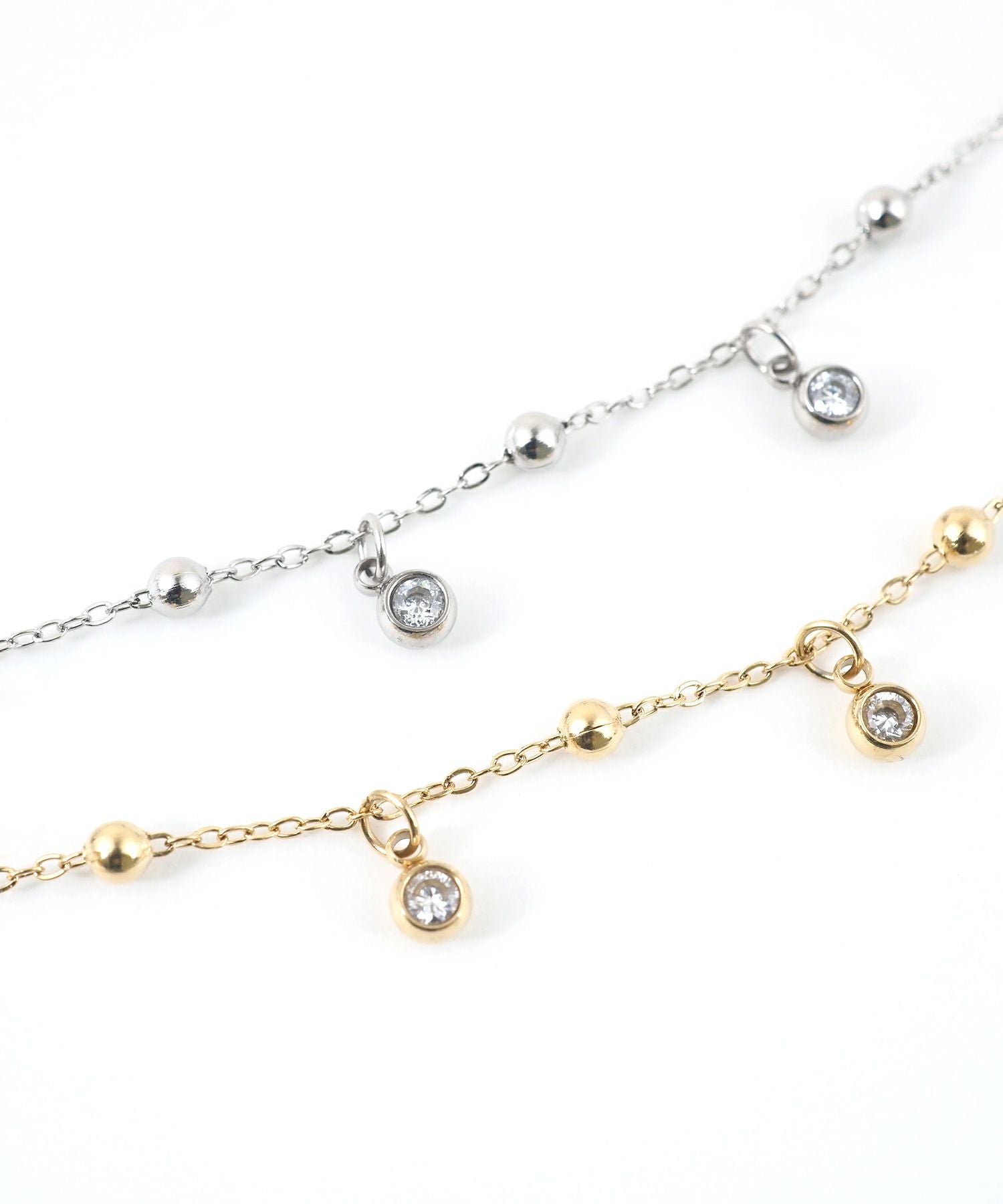 ストーンボール2wayステンレスブレスレット・アンクレット【Zoule