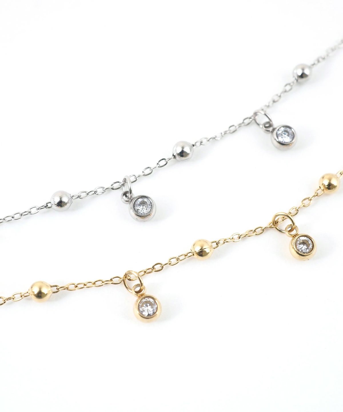 ストーンボール2wayステンレスブレスレット・アンクレット