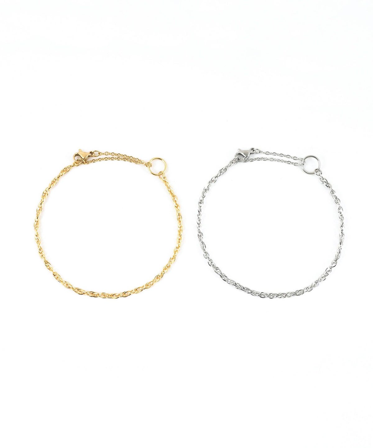 ツイストチェーン2wayステンレスブレスレット・アンクレット