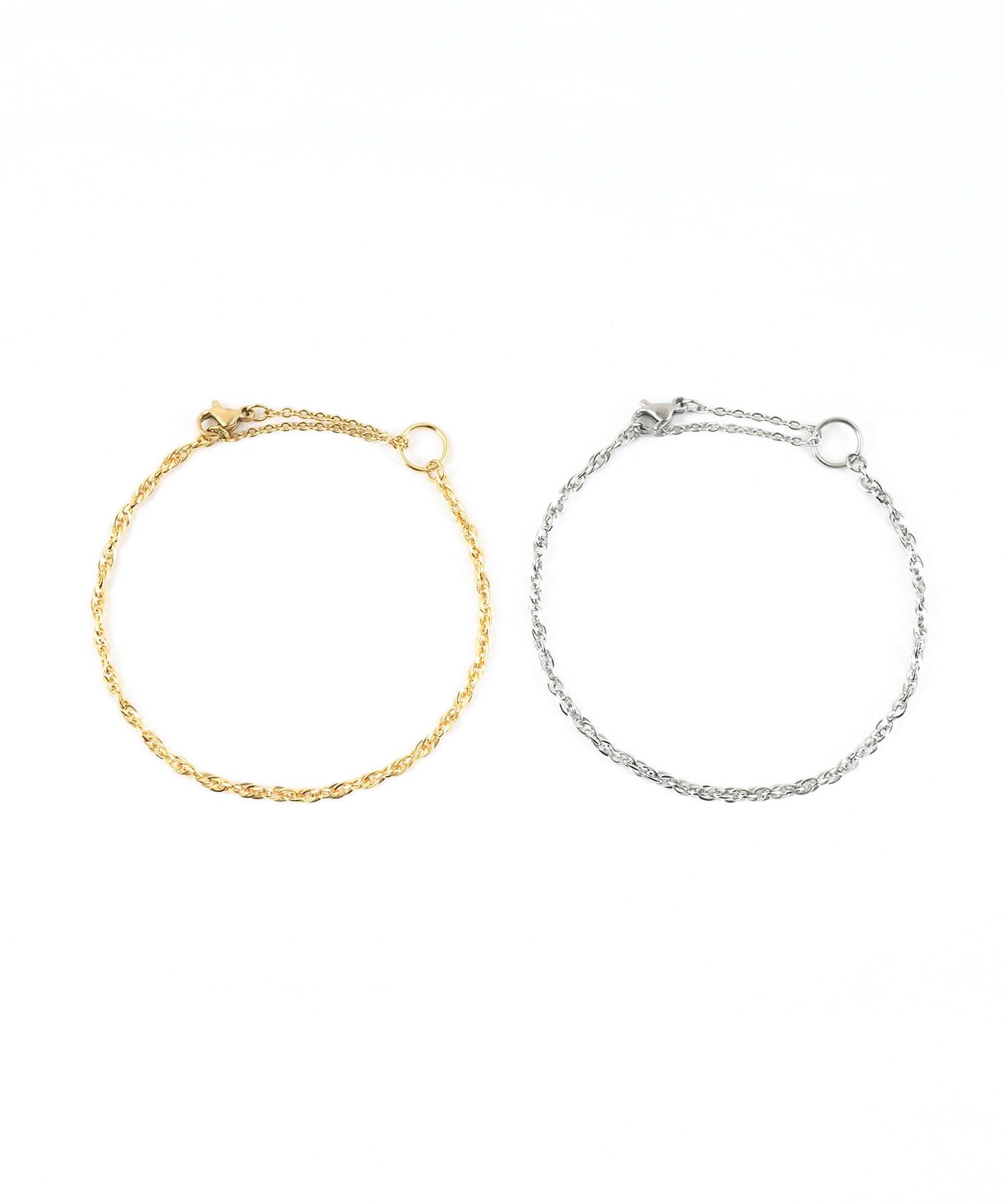 ツイストチェーン2wayステンレスブレスレット・アンクレット