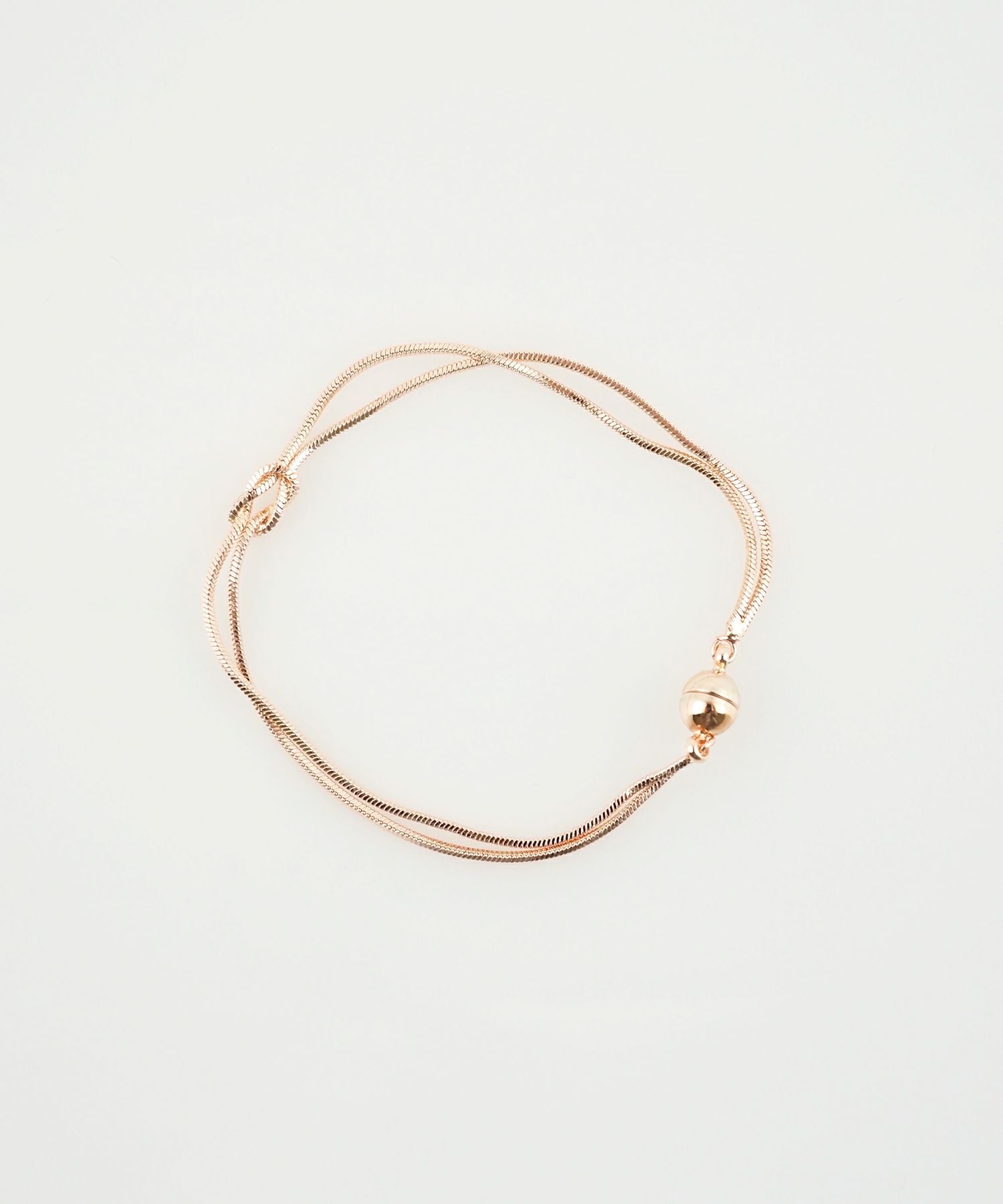 10％off】ノットスネークダブルチェーンマグネットブレスレット