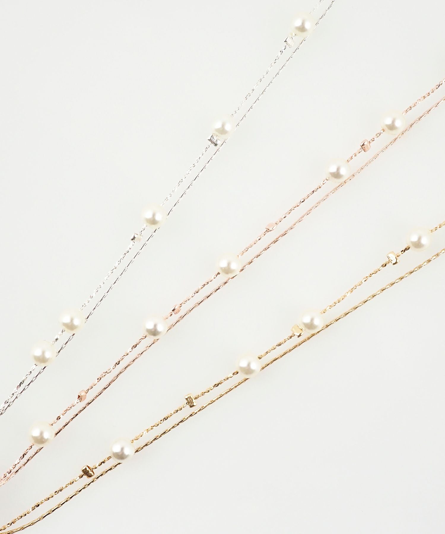 ステーションパールダブルチェーンマグネットブレスレット