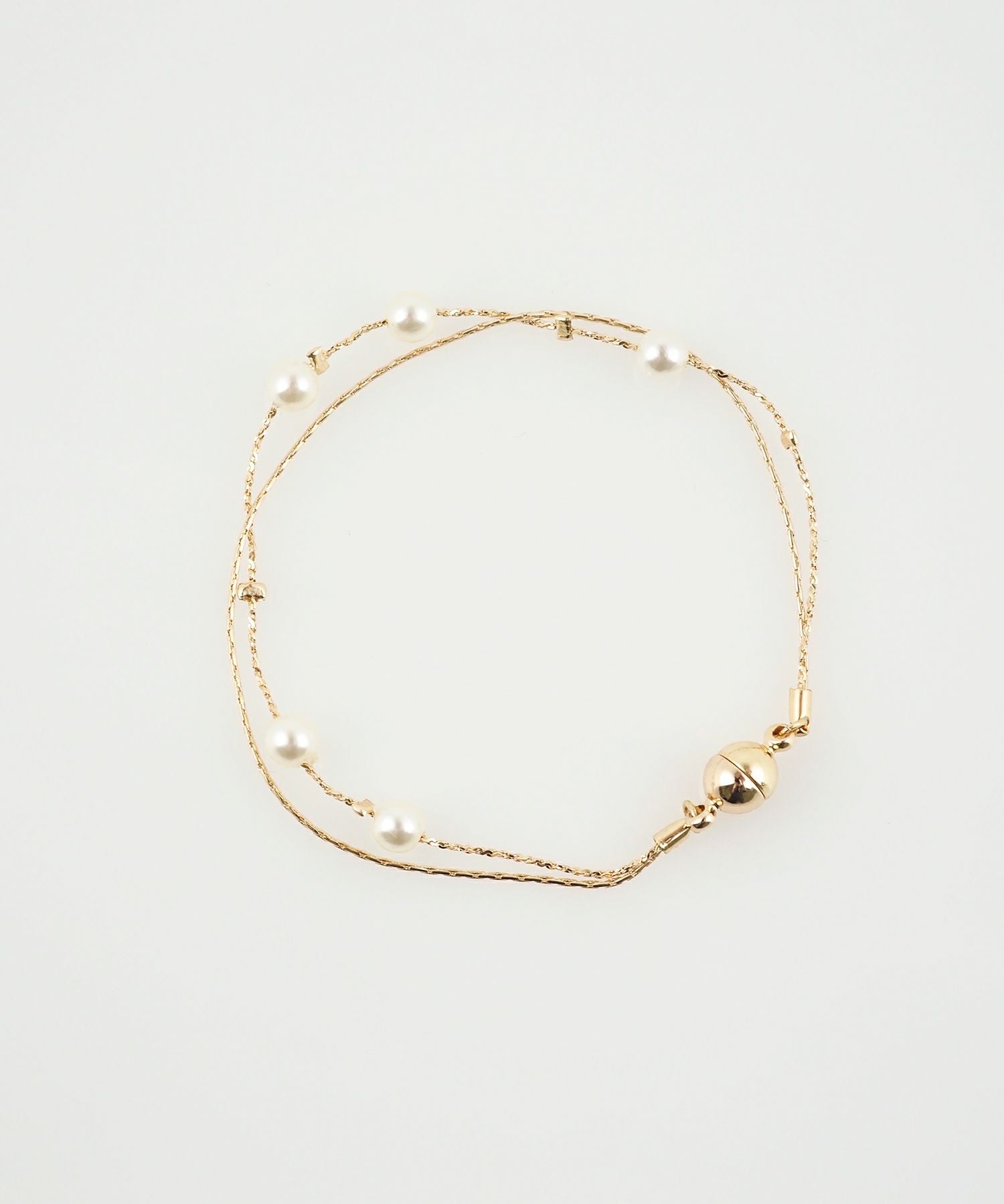 ステーションパールダブルチェーンマグネットブレスレット