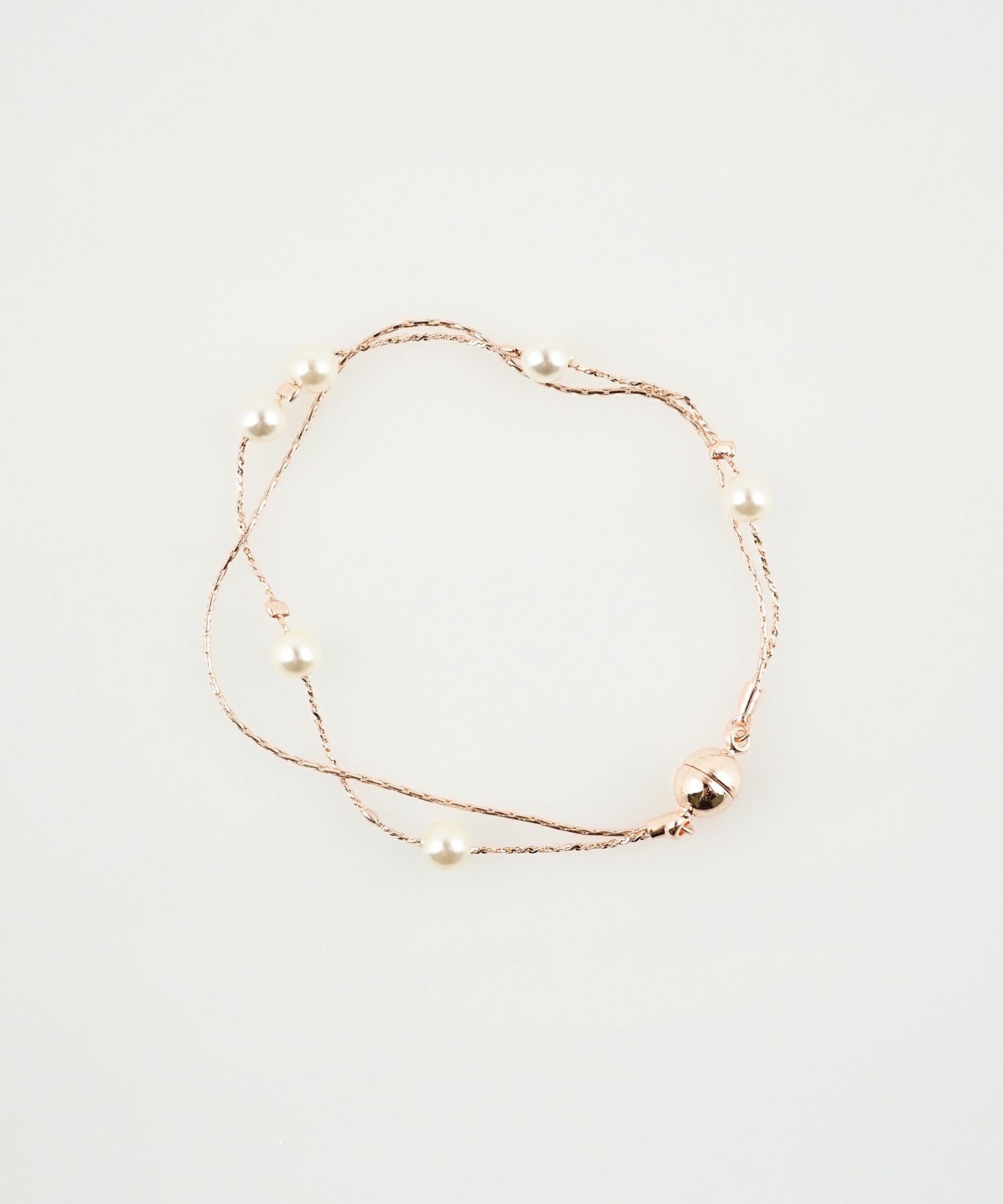 ステーションパールダブルチェーンマグネットブレスレット