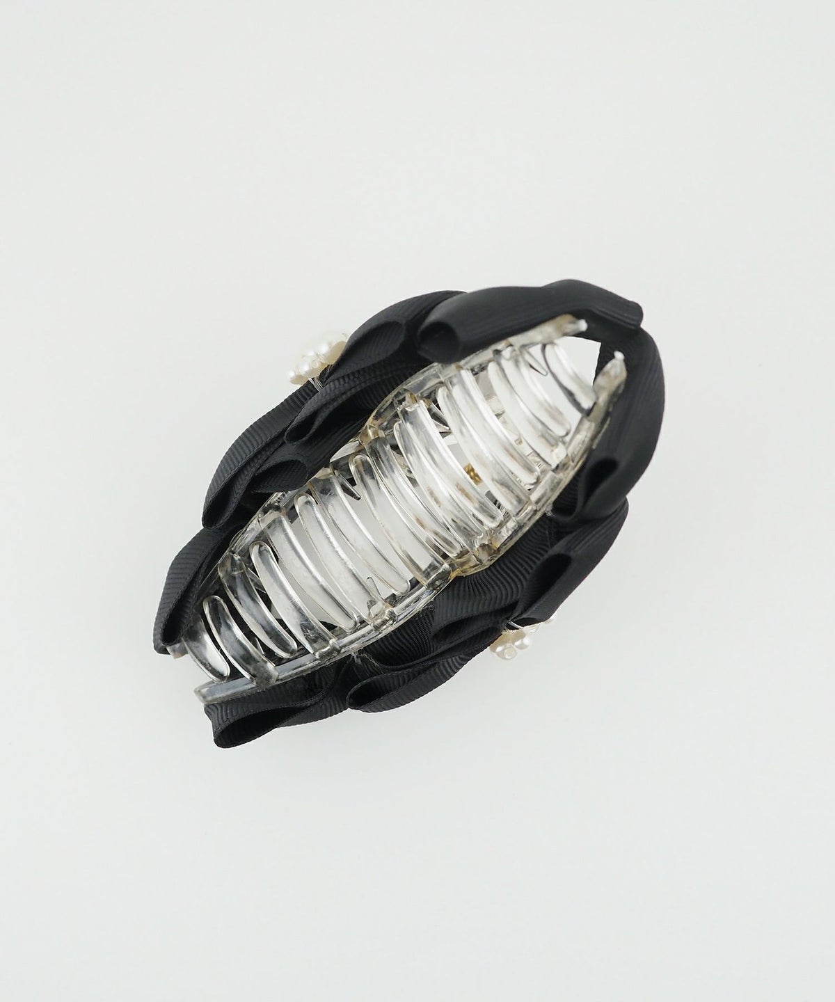 グログランパールリボンバンスクリップ